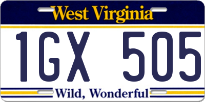 WV license plate 1GX505