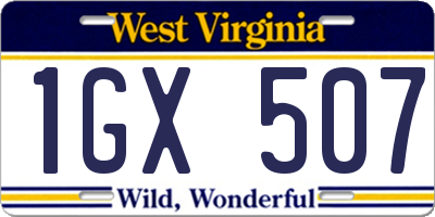 WV license plate 1GX507