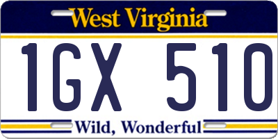 WV license plate 1GX510