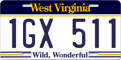 WV license plate 1GX511