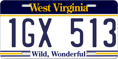 WV license plate 1GX513