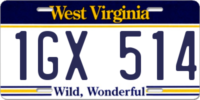 WV license plate 1GX514