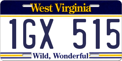 WV license plate 1GX515