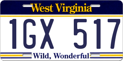 WV license plate 1GX517