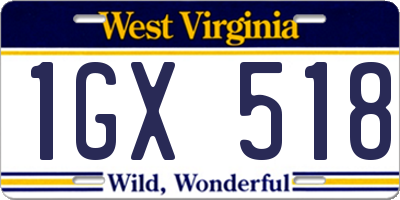 WV license plate 1GX518
