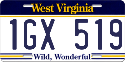 WV license plate 1GX519