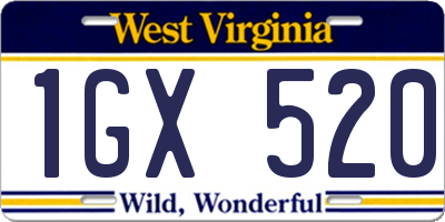 WV license plate 1GX520