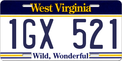 WV license plate 1GX521