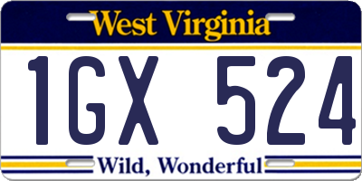 WV license plate 1GX524