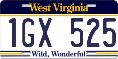 WV license plate 1GX525