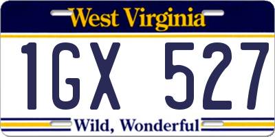 WV license plate 1GX527