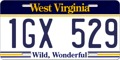 WV license plate 1GX529
