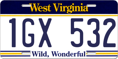 WV license plate 1GX532