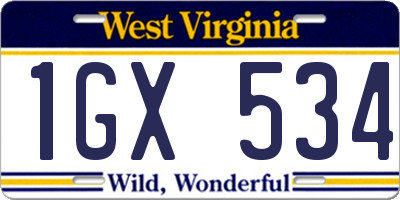 WV license plate 1GX534