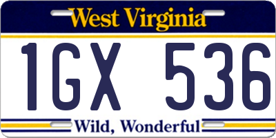 WV license plate 1GX536