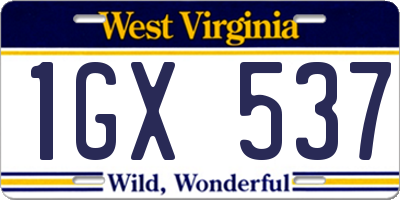 WV license plate 1GX537