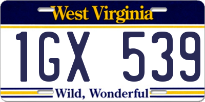 WV license plate 1GX539