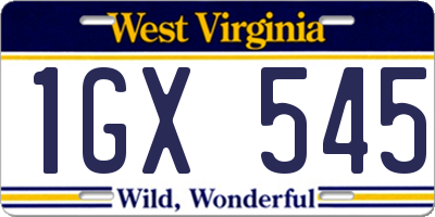 WV license plate 1GX545