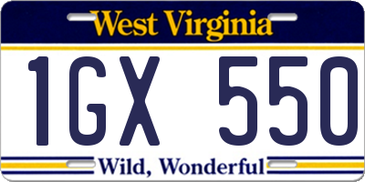 WV license plate 1GX550