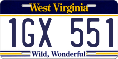 WV license plate 1GX551