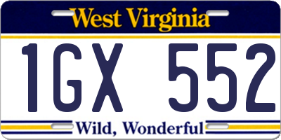 WV license plate 1GX552