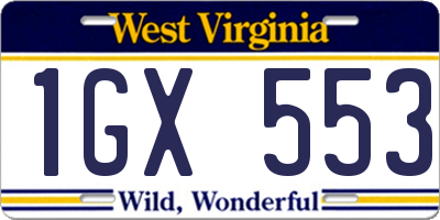 WV license plate 1GX553