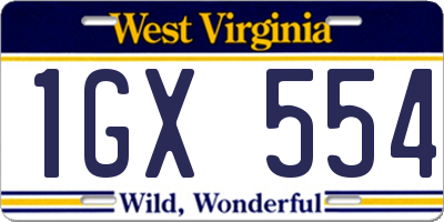 WV license plate 1GX554