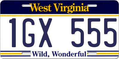 WV license plate 1GX555