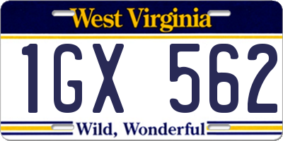 WV license plate 1GX562