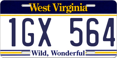 WV license plate 1GX564