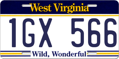 WV license plate 1GX566