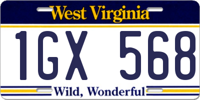 WV license plate 1GX568