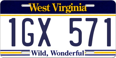 WV license plate 1GX571