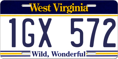WV license plate 1GX572