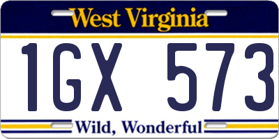 WV license plate 1GX573