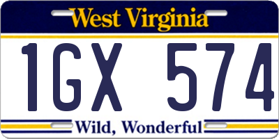 WV license plate 1GX574