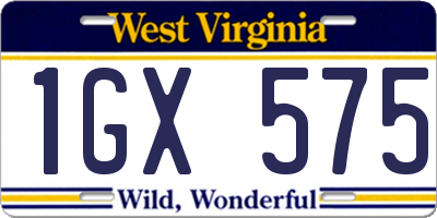 WV license plate 1GX575