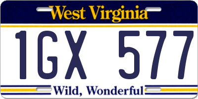 WV license plate 1GX577