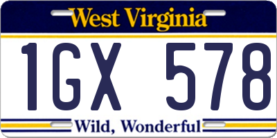 WV license plate 1GX578