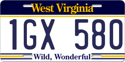 WV license plate 1GX580