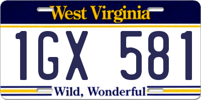 WV license plate 1GX581