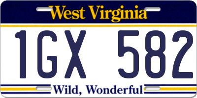 WV license plate 1GX582