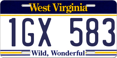 WV license plate 1GX583