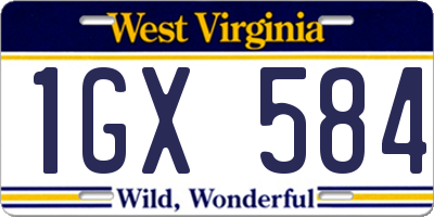 WV license plate 1GX584