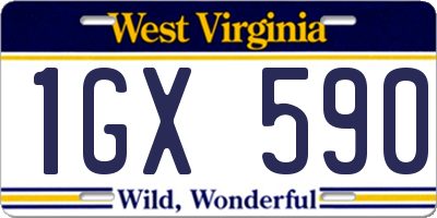 WV license plate 1GX590