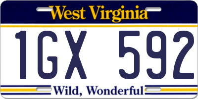 WV license plate 1GX592