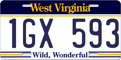 WV license plate 1GX593