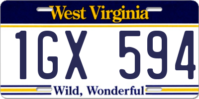 WV license plate 1GX594