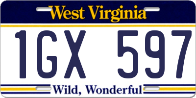 WV license plate 1GX597