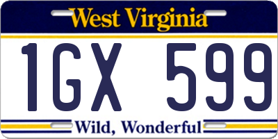 WV license plate 1GX599